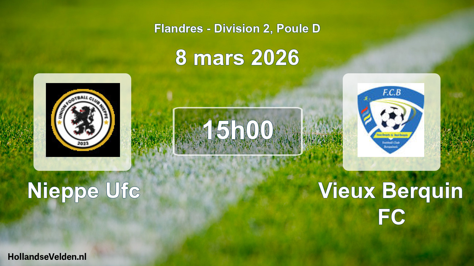Match programmé: Nieppe Ufc - Vieux Berquin FC (8 mars 2026)