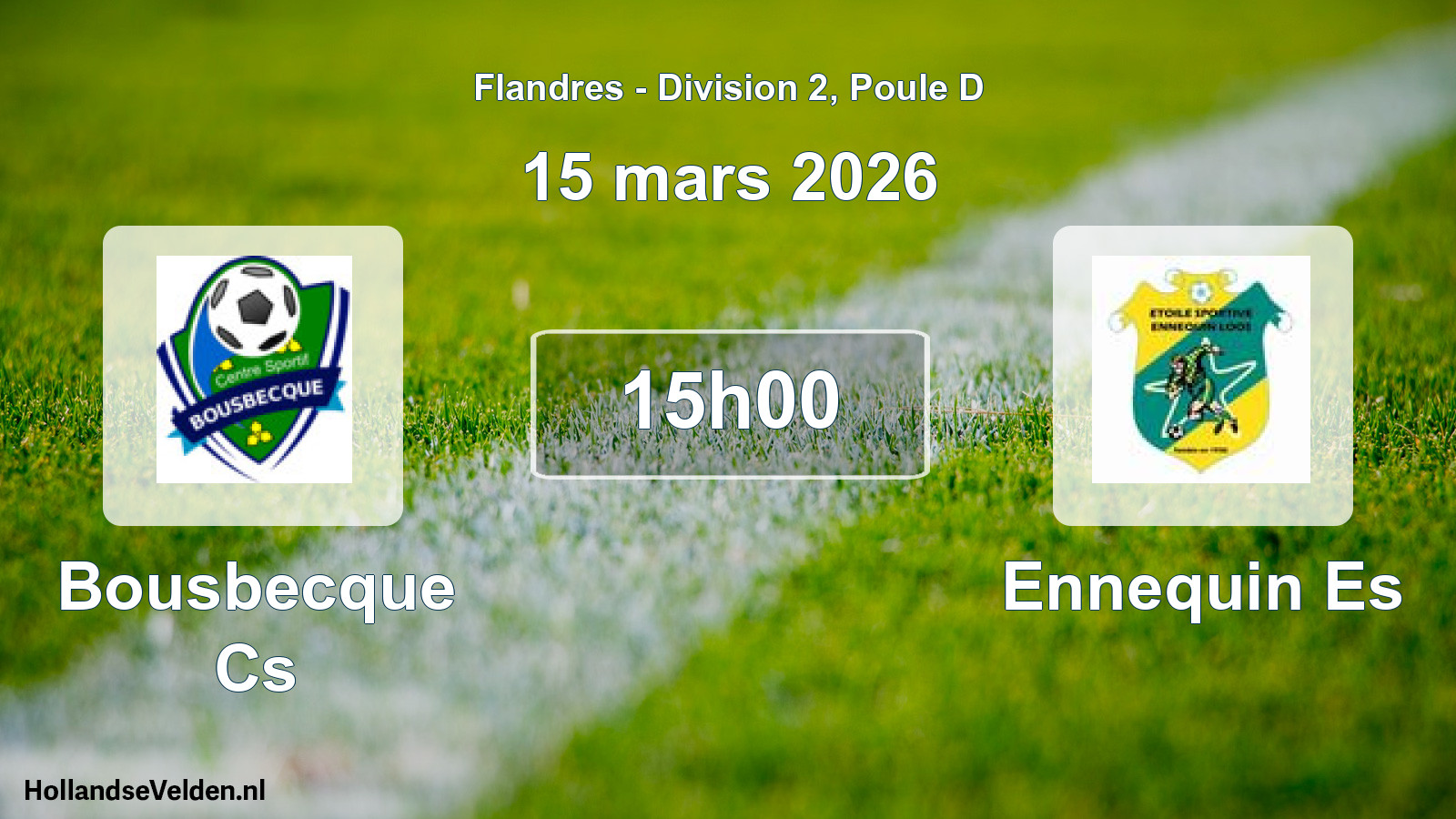 Match programmé: Bousbecque Cs - Ennequin Es (15 mars 2026)