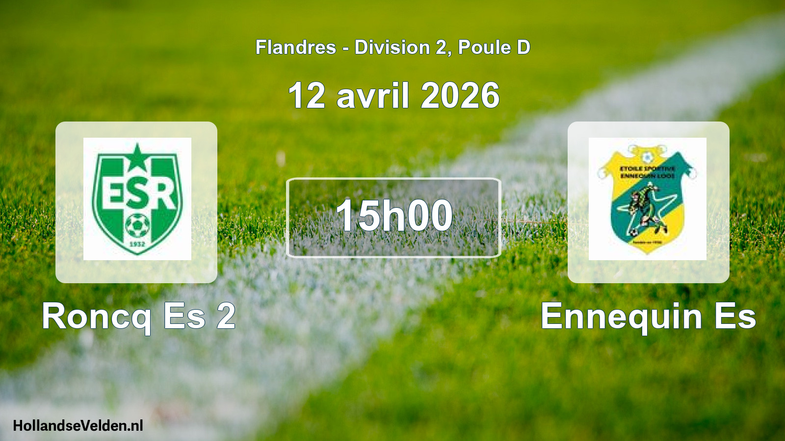 Match programmé: Roncq Es 2 - Ennequin Es (12 avril 2026)