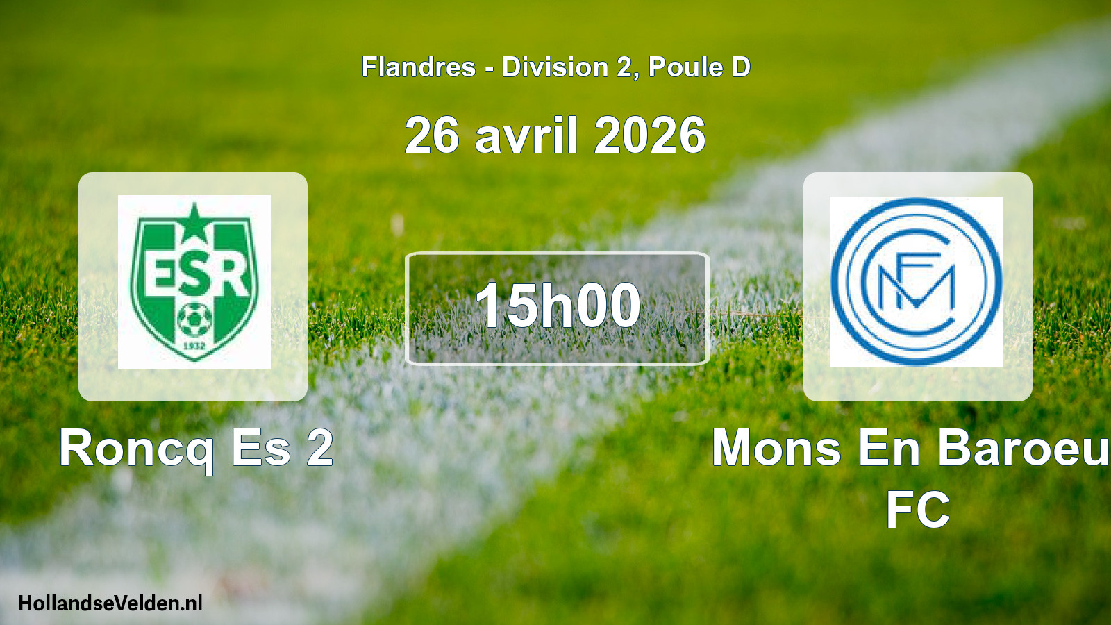 Match programmé: Roncq Es 2 - Mons En Baroeul FC (26 avril 2026)