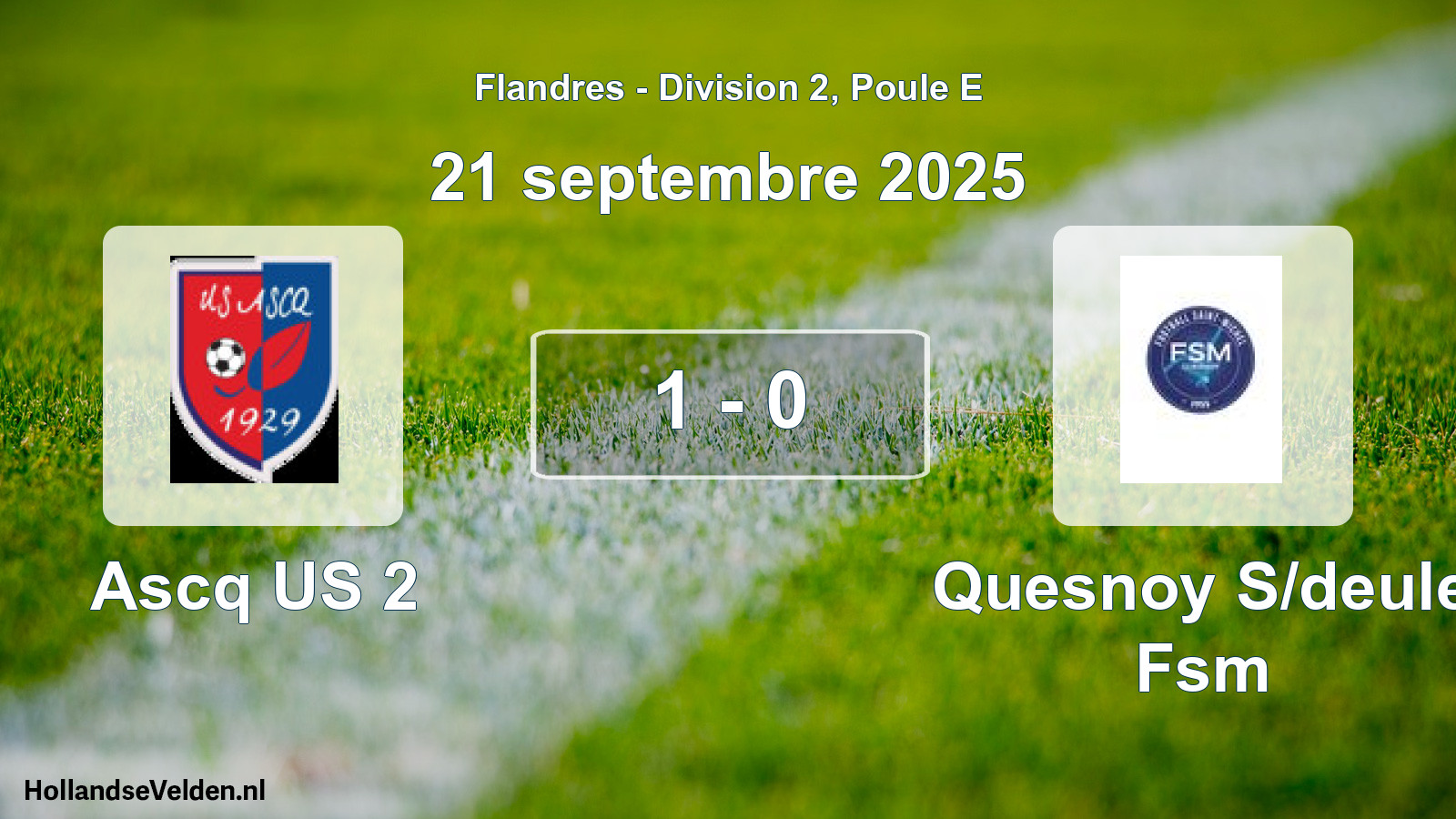 Gespeelde wedstrijd: Ascq US 2 - Quesnoy S/deule Fsm 1 - 0 (21 september 2025)
