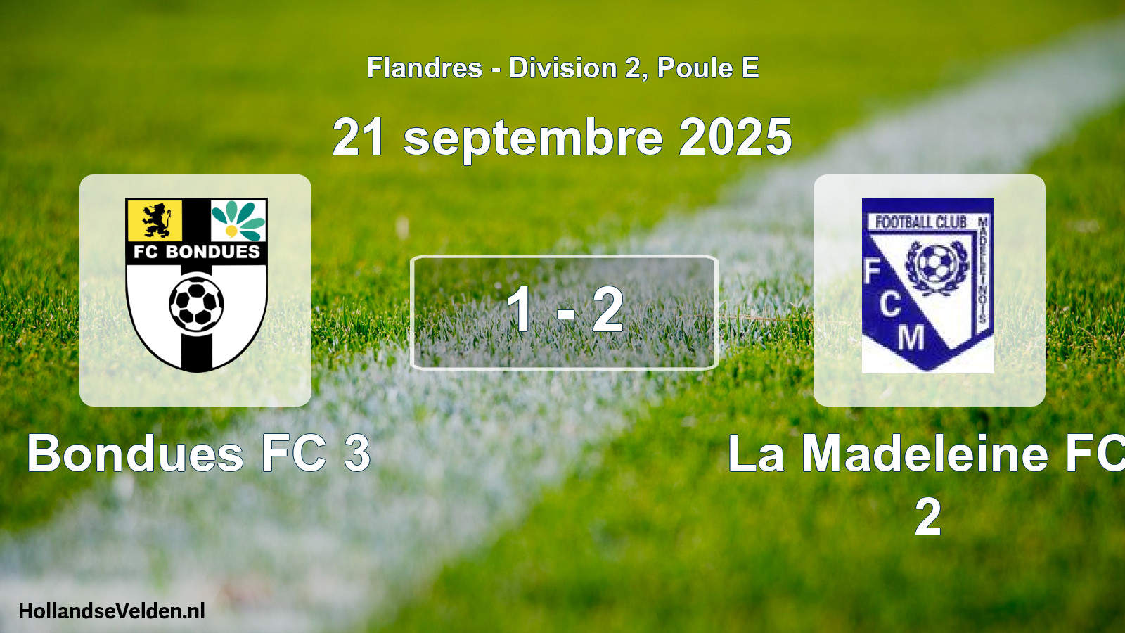 Gespeelde wedstrijd: Bondues FC 3 - La Madeleine FC 2 1 - 2 (21 september 2025)