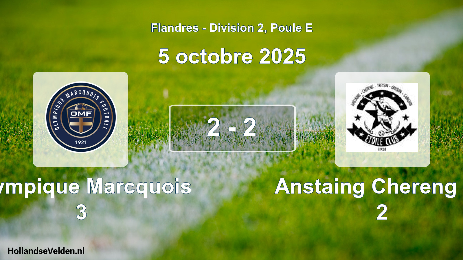 Gespeelde wedstrijd: Olympique Marcquois 3 - Anstaing Chereng Ec 2 2 - 2 (5 oktober 2025)