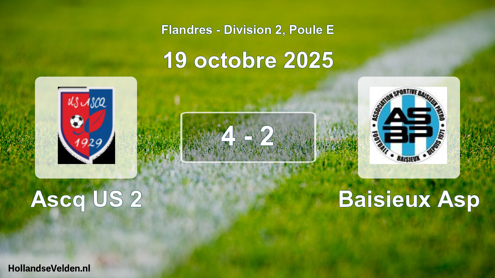 Match joué: Ascq US 2 - Baisieux Asp 4 - 2 (19 octobre 2025)