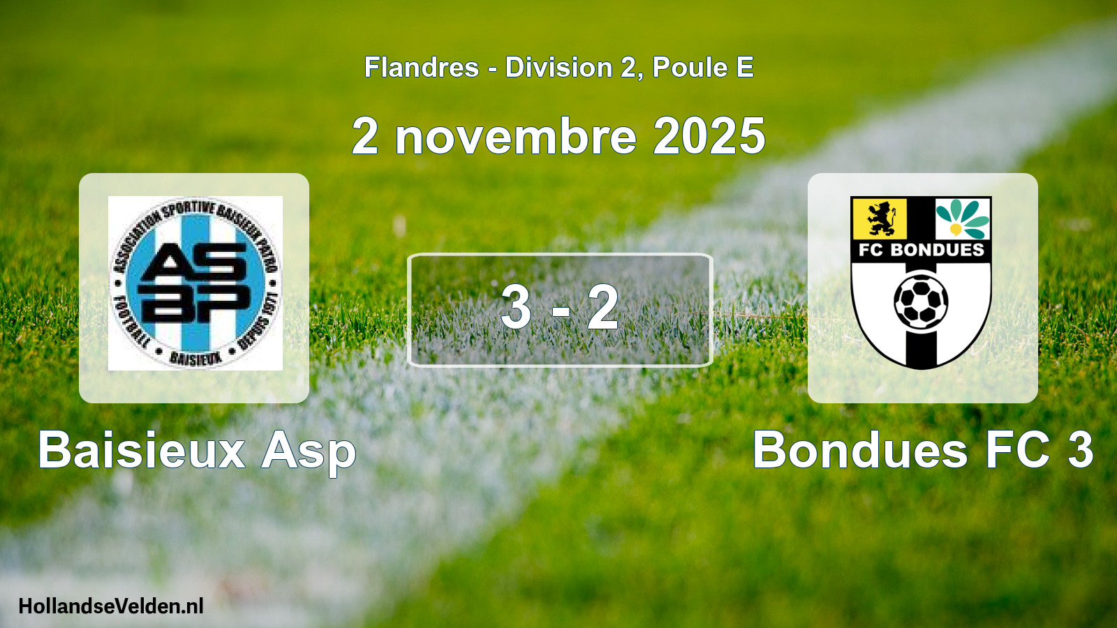 Match joué: Baisieux Asp - Bondues FC 3 3 - 2 (2 novembre 2025)