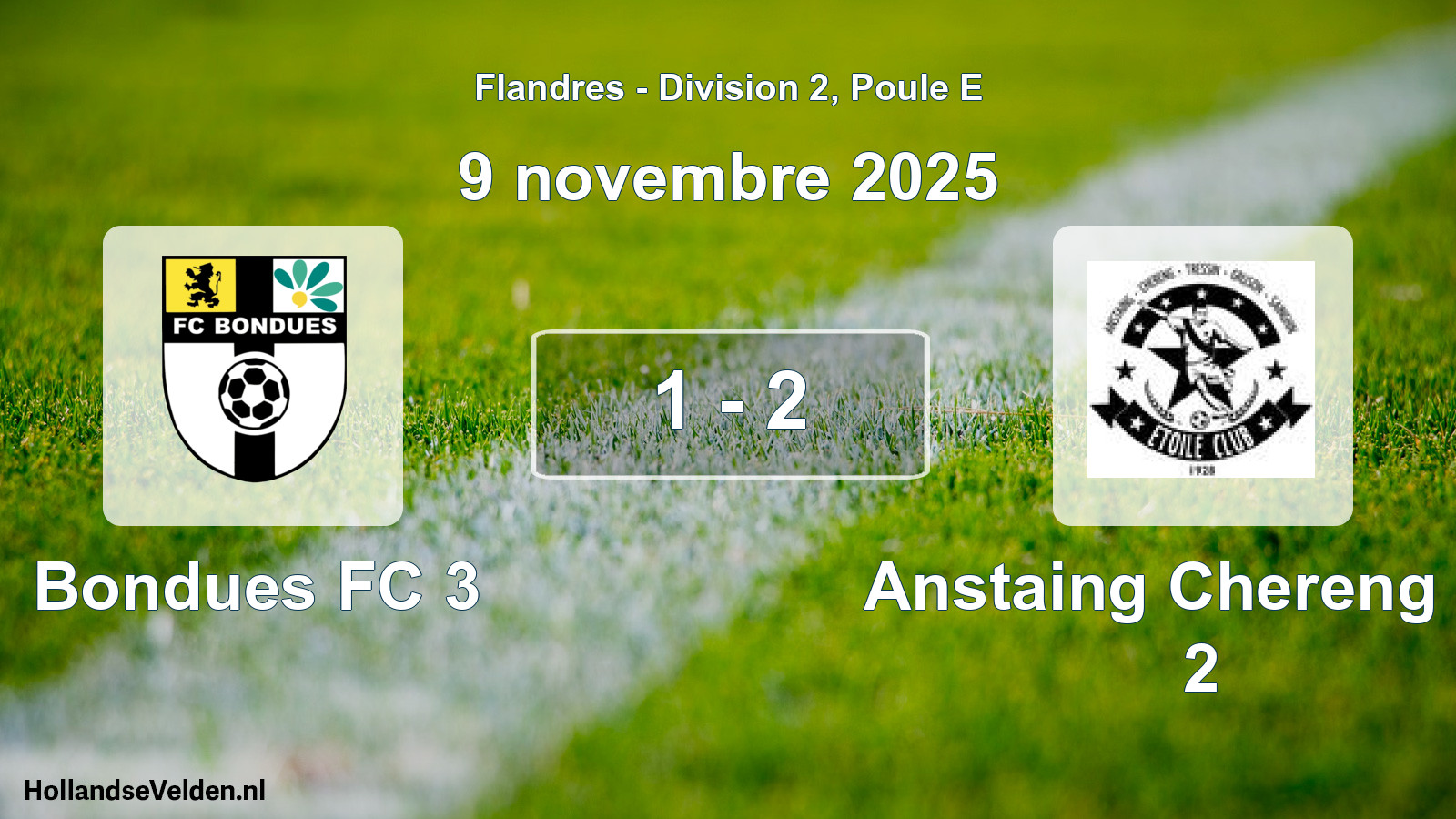 Gespeelde wedstrijd: Bondues FC 3 - Anstaing Chereng Ec 2 1 - 2 (9 november 2025)
