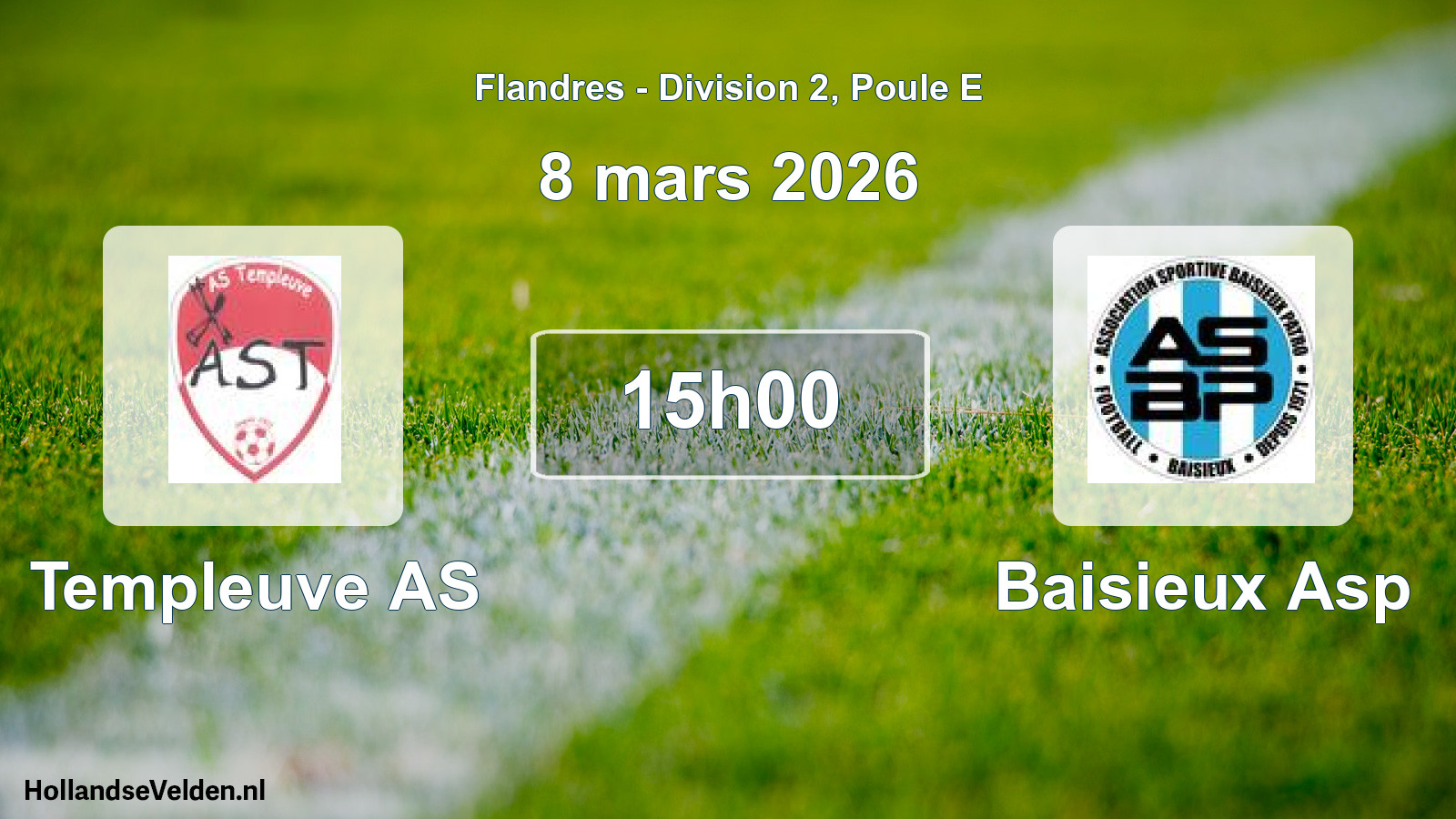 Match programmé: Templeuve AS - Baisieux Asp (8 mars 2026)