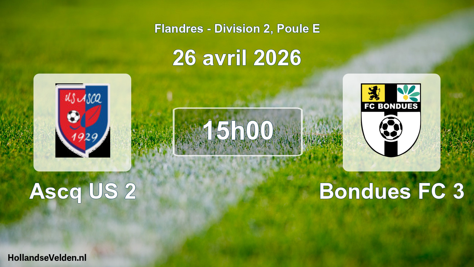 Scheduled Match: Ascq US 2 - Bondues FC 3 (26 April 2026)