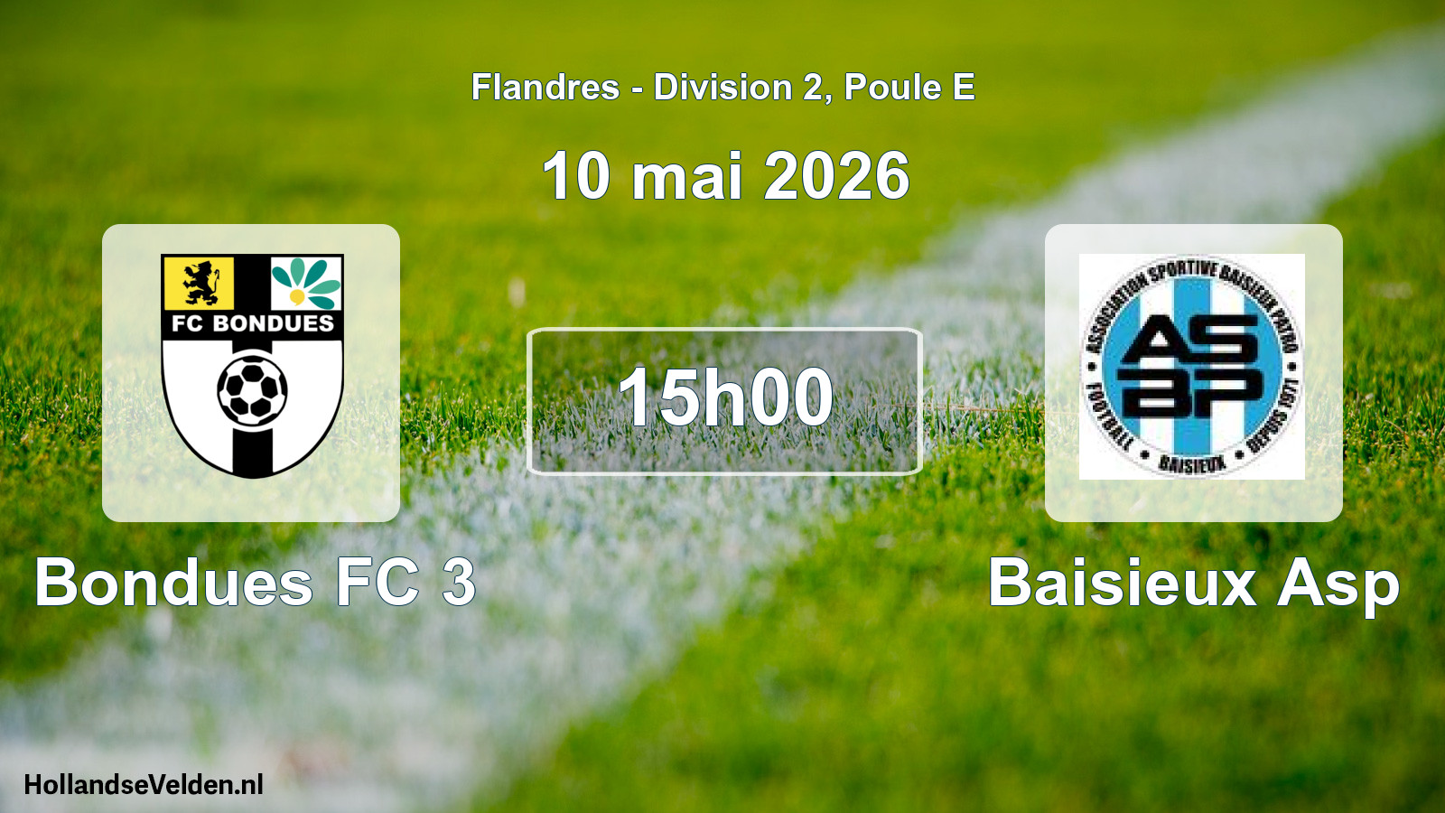Geplande wedstrijd: Bondues FC 3 - Baisieux Asp (10 mei 2026)