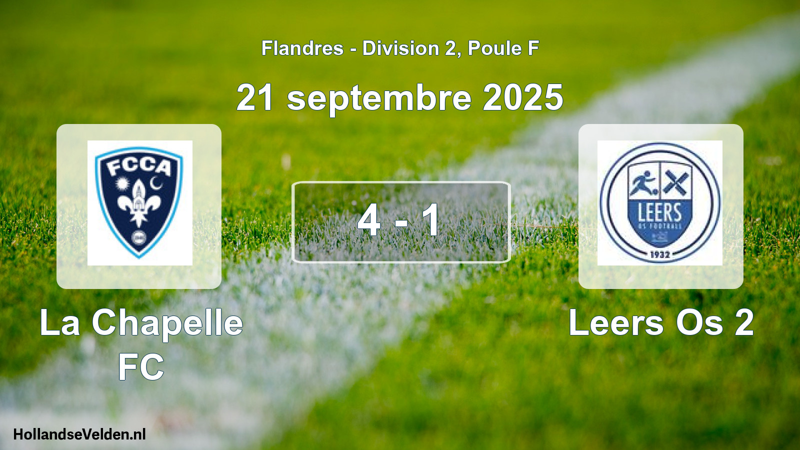 Match joué: La Chapelle FC - Leers Os 2 4 - 1 (21 septembre 2025)