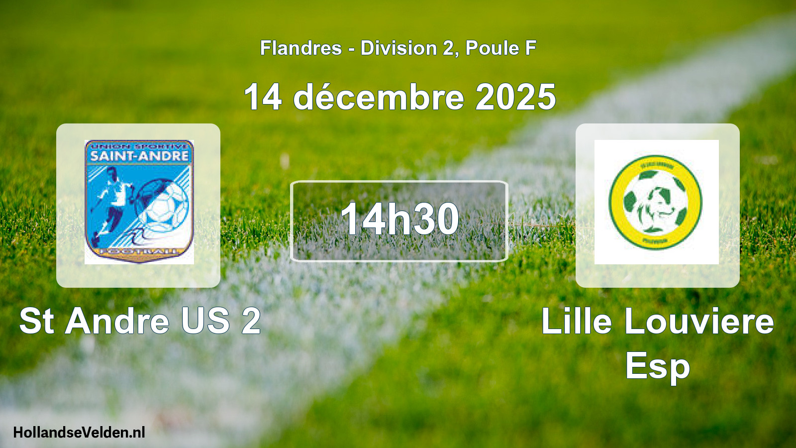 Match programmé: St Andre US 2 - Lille Louviere Esp (14 décembre 2025)