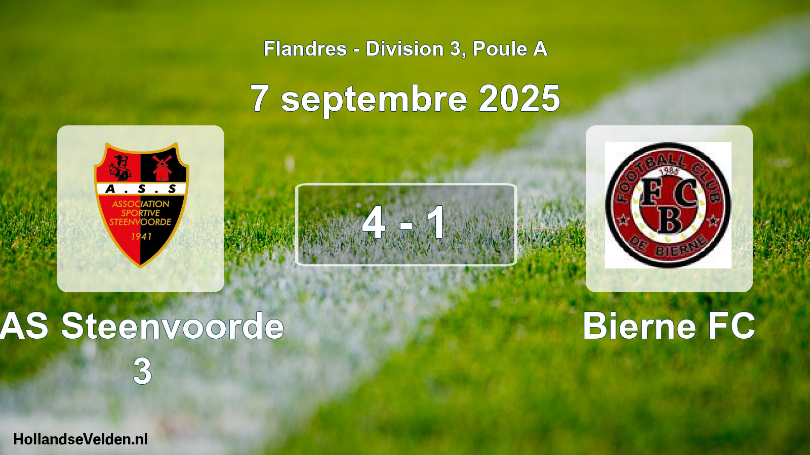 Match joué: AS Steenvoorde 3 - Bierne FC 4 - 1 (7 septembre 2025)