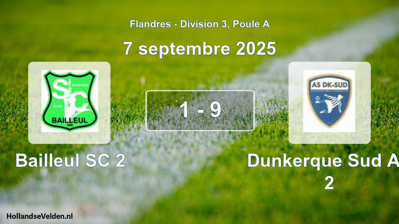 Match joué: Bailleul SC 2 - Dunkerque Sud AS 2 1 - 9 (7 septembre 2025)