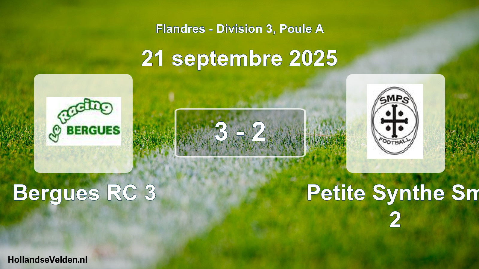 Match joué: Bergues RC 3 - Petite Synthe Sm 2 3 - 2 (21 septembre 2025)