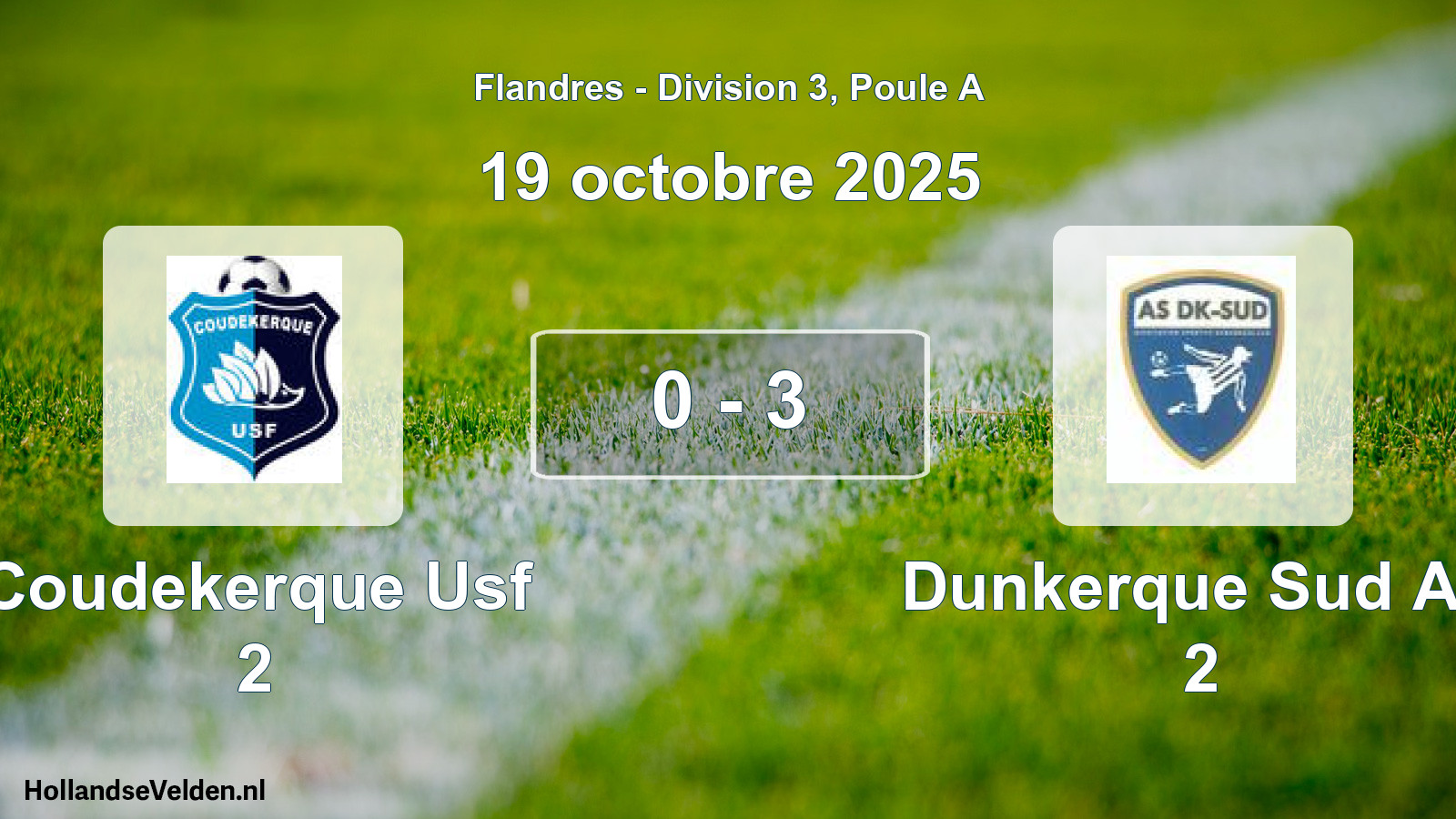 Gespeelde wedstrijd: Coudekerque Usf 2 - Dunkerque Sud AS 2 0 - 3 (19 oktober 2025)