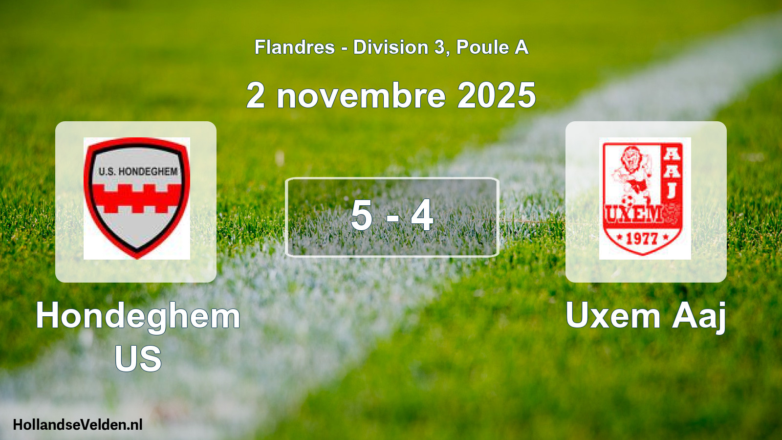 Match joué: Hondeghem US - Uxem Aaj 5 - 4 (2 novembre 2025)