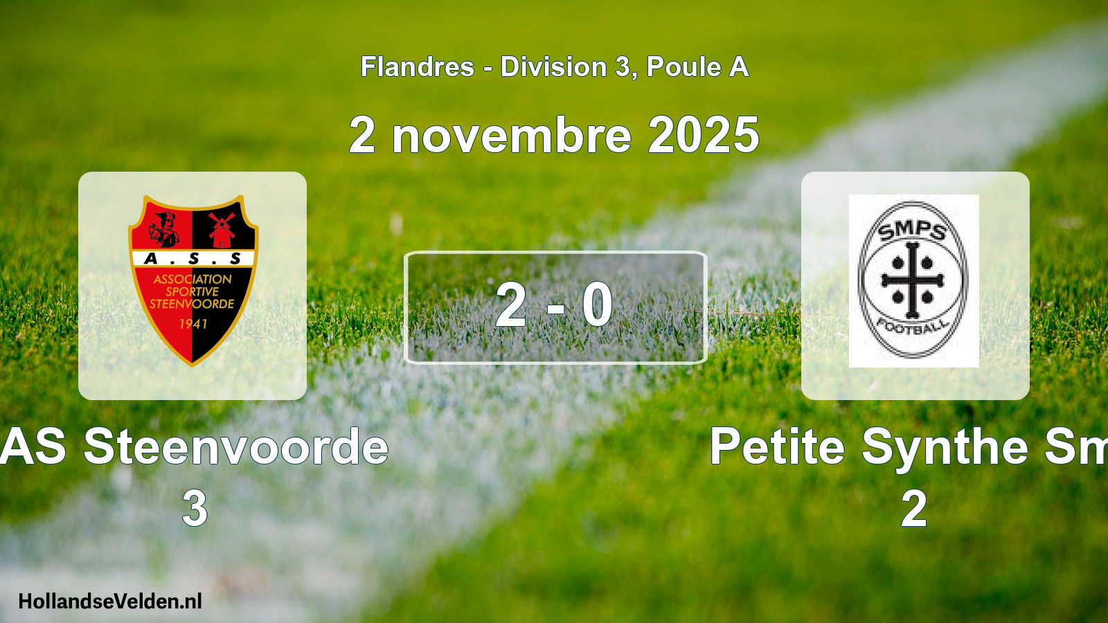 Total number of matches played: AS Steenvoorde 3 - Petite Synthe Sm 2 2 - 0 (2 November 2025)