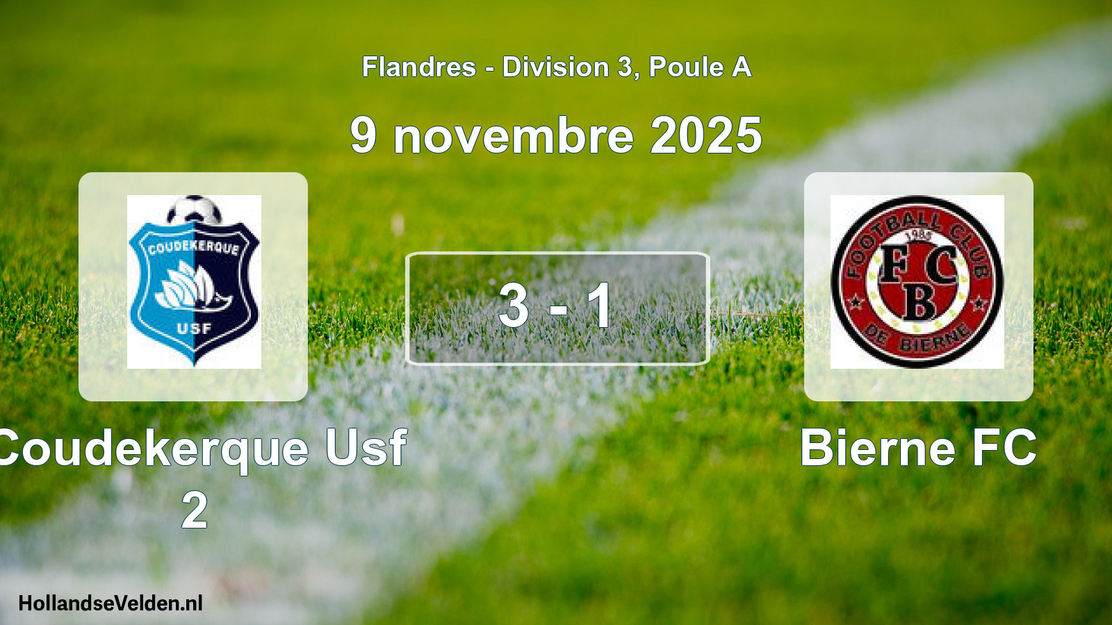 Match joué: Coudekerque Usf 2 - Bierne FC 3 - 1 (9 novembre 2025)