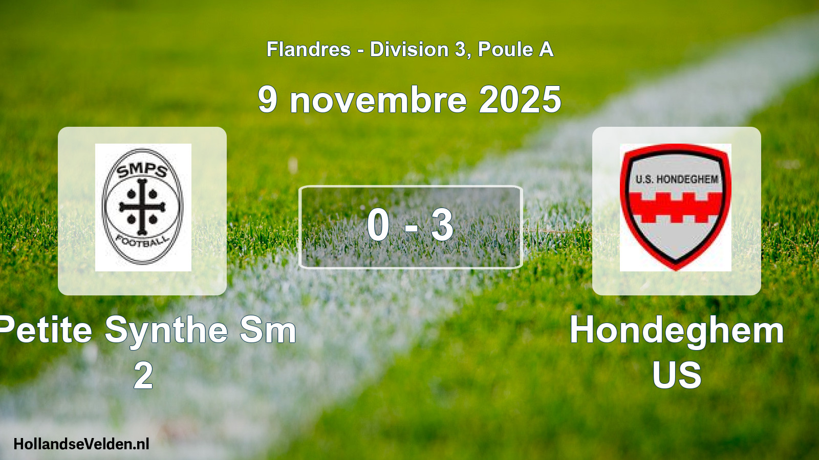 Match joué: Petite Synthe Sm 2 - Hondeghem US 0 - 3 (9 novembre 2025)