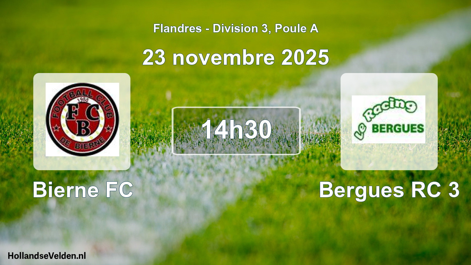 Match programmé: Bierne FC - Bergues RC 3 (23 novembre 2025)