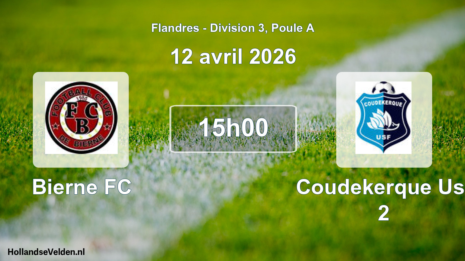 Match programmé: Bierne FC - Coudekerque Usf 2 (12 avril 2026)