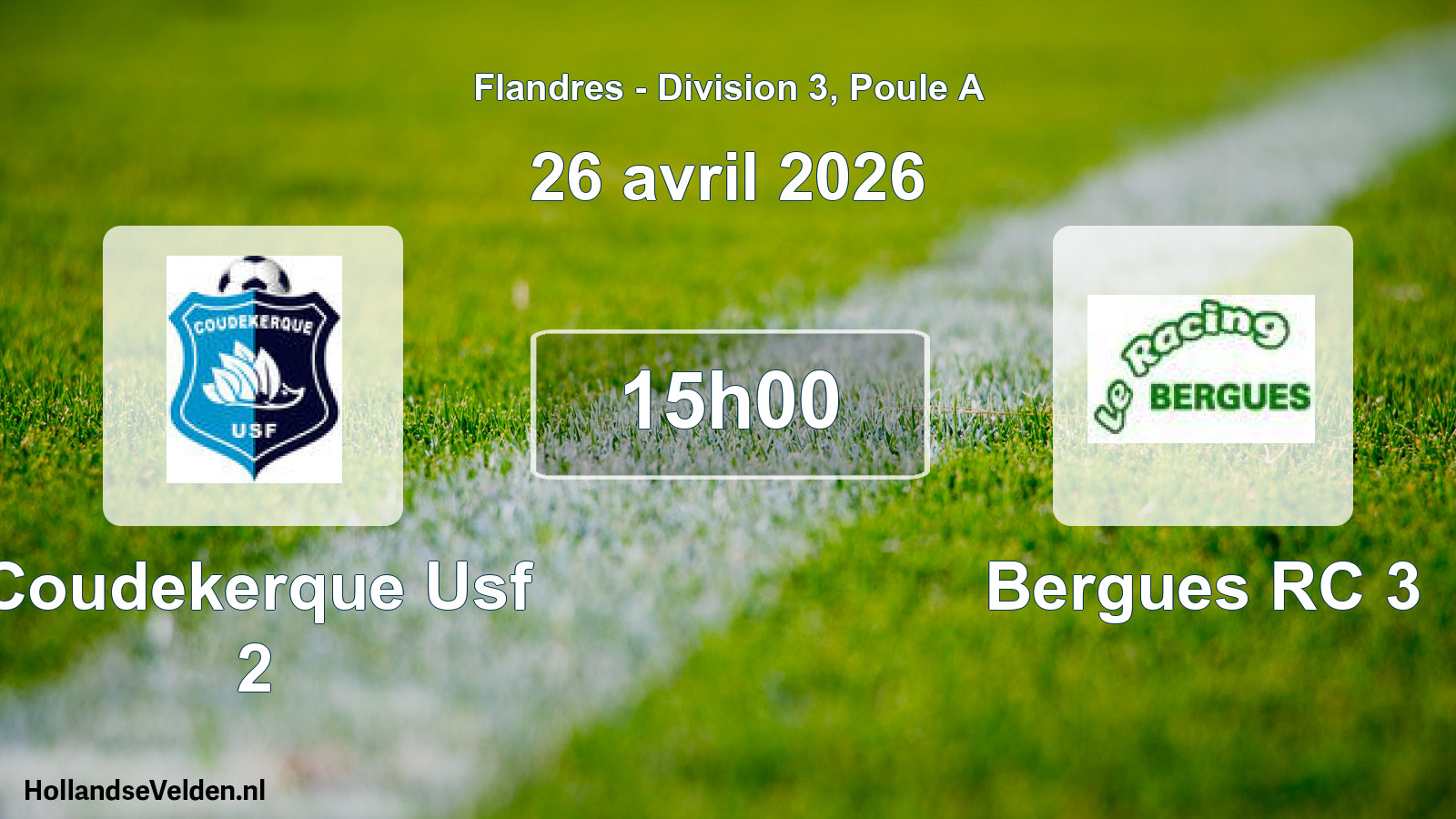 Match programmé: Coudekerque Usf 2 - Bergues RC 3 (26 avril 2026)