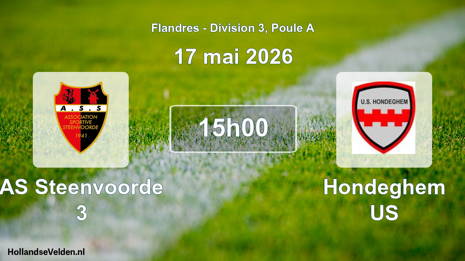 Match programmé: AS Steenvoorde 3 - Hondeghem US (17 mai 2026)