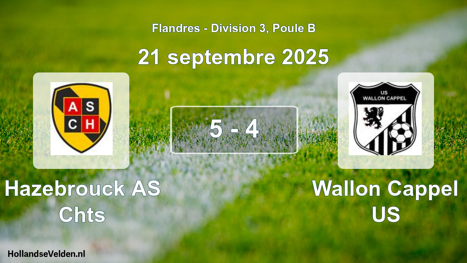 Match joué: Hazebrouck AS Chts - Wallon Cappel US 5 - 4 (21 septembre 2025)