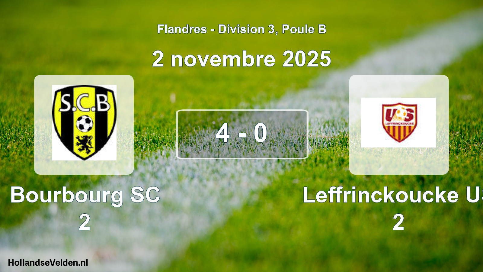 Match joué: Bourbourg SC 2 - Leffrinckoucke US 2 4 - 0 (2 novembre 2025)