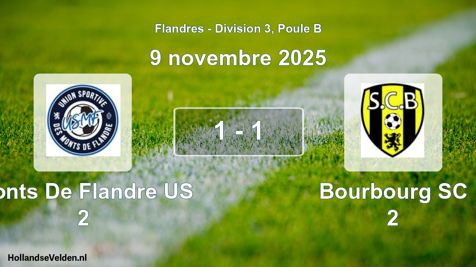 Match joué: Monts De Flandre US 2 - Bourbourg SC 2 1 - 1 (9 novembre 2025)