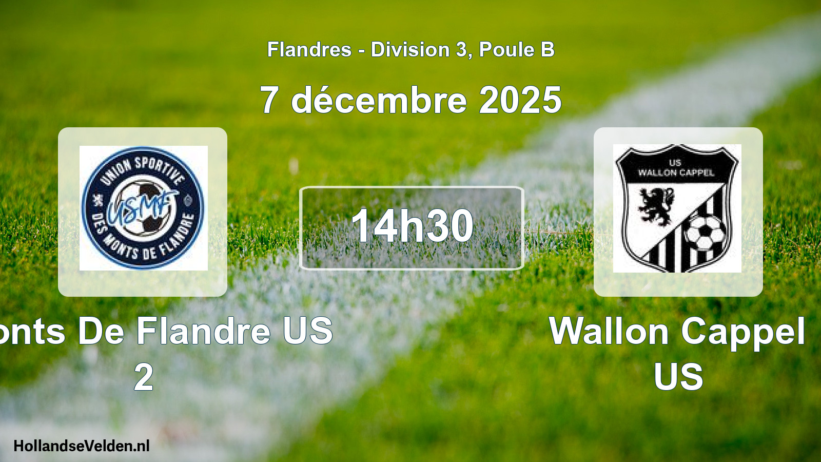 Match programmé: Monts De Flandre US 2 - Wallon Cappel US (7 décembre 2025)