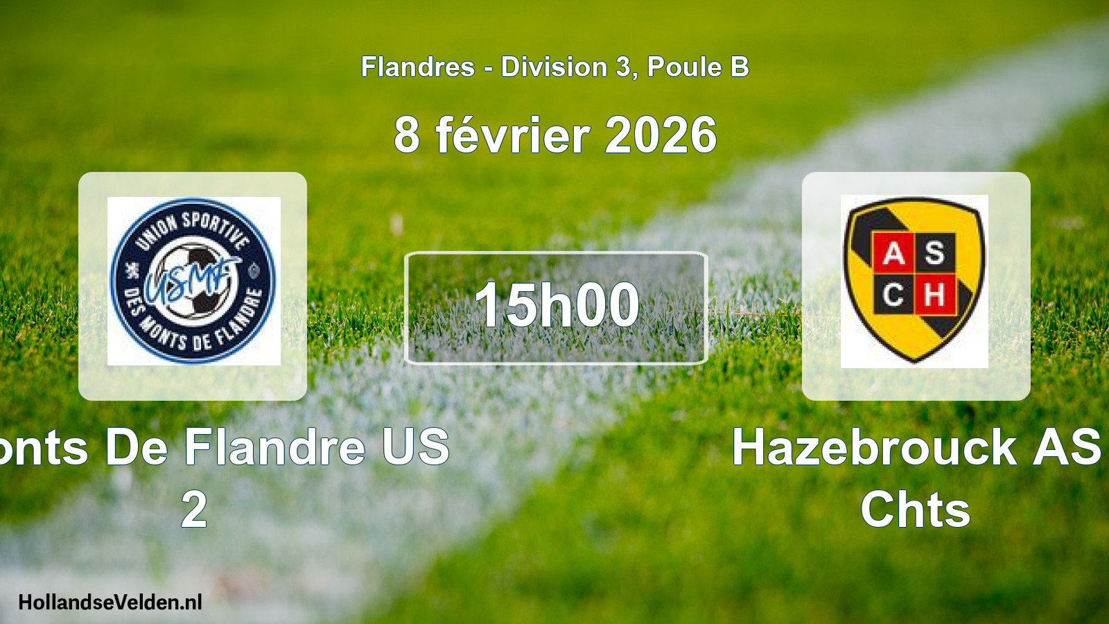 Match programmé: Monts De Flandre US 2 - Hazebrouck AS Chts (8 février 2026)