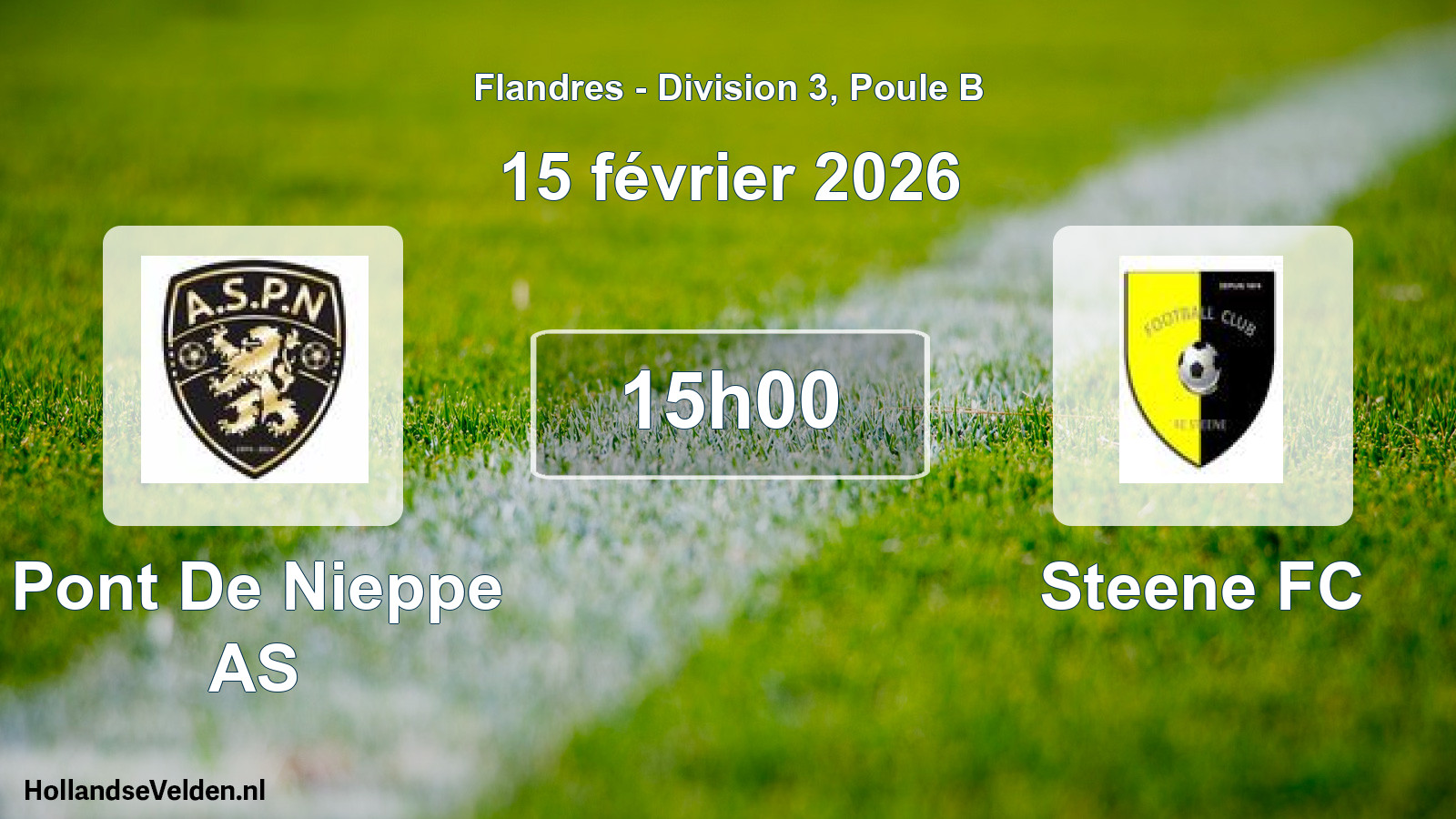 Match programmé: Pont De Nieppe AS - Steene FC (15 février 2026)