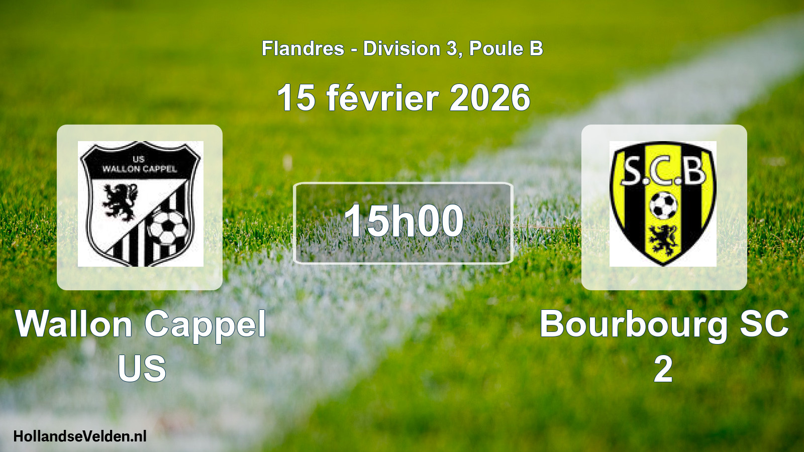Geplande wedstrijd: Wallon Cappel US - Bourbourg SC 2 (15 februari 2026)