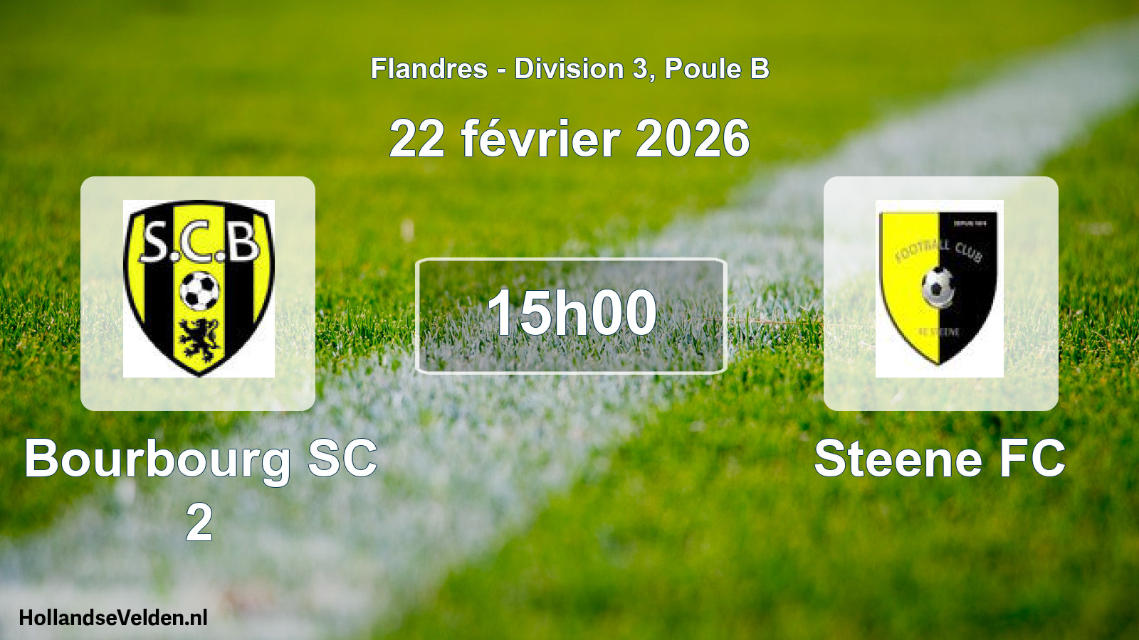 Geplande wedstrijd: Bourbourg SC 2 - Steene FC (22 februari 2026)