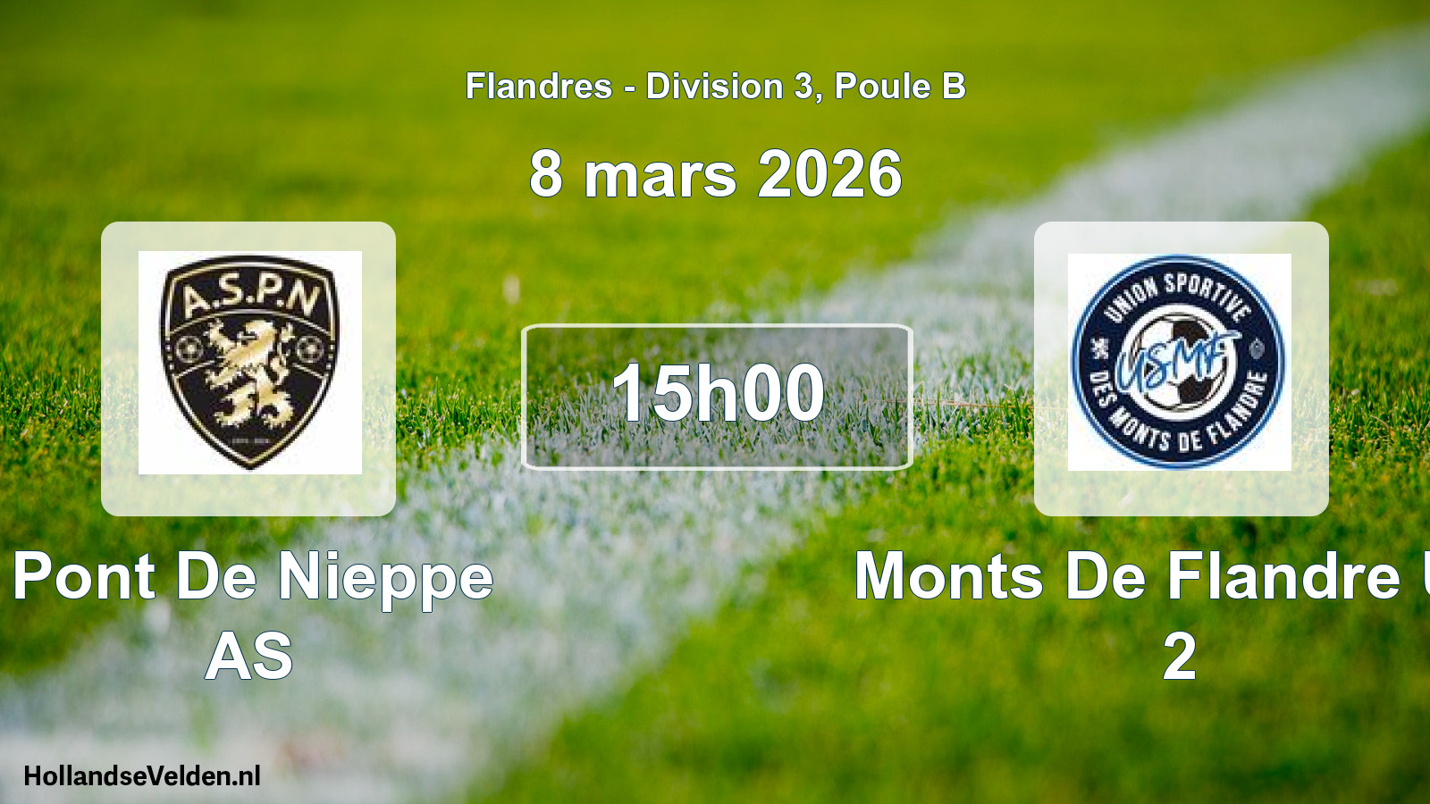 Match programmé: Pont De Nieppe AS - Monts De Flandre US 2 (8 mars 2026)