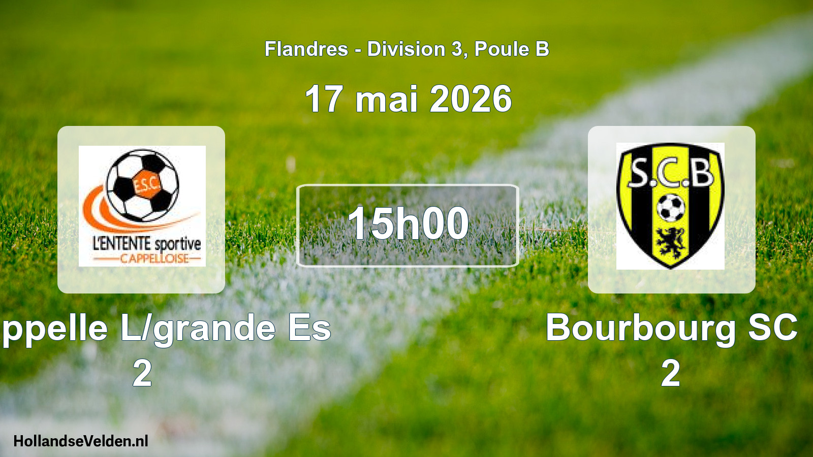 Match programmé: Cappelle L/grande Es 2 - Bourbourg SC 2 (17 mai 2026)