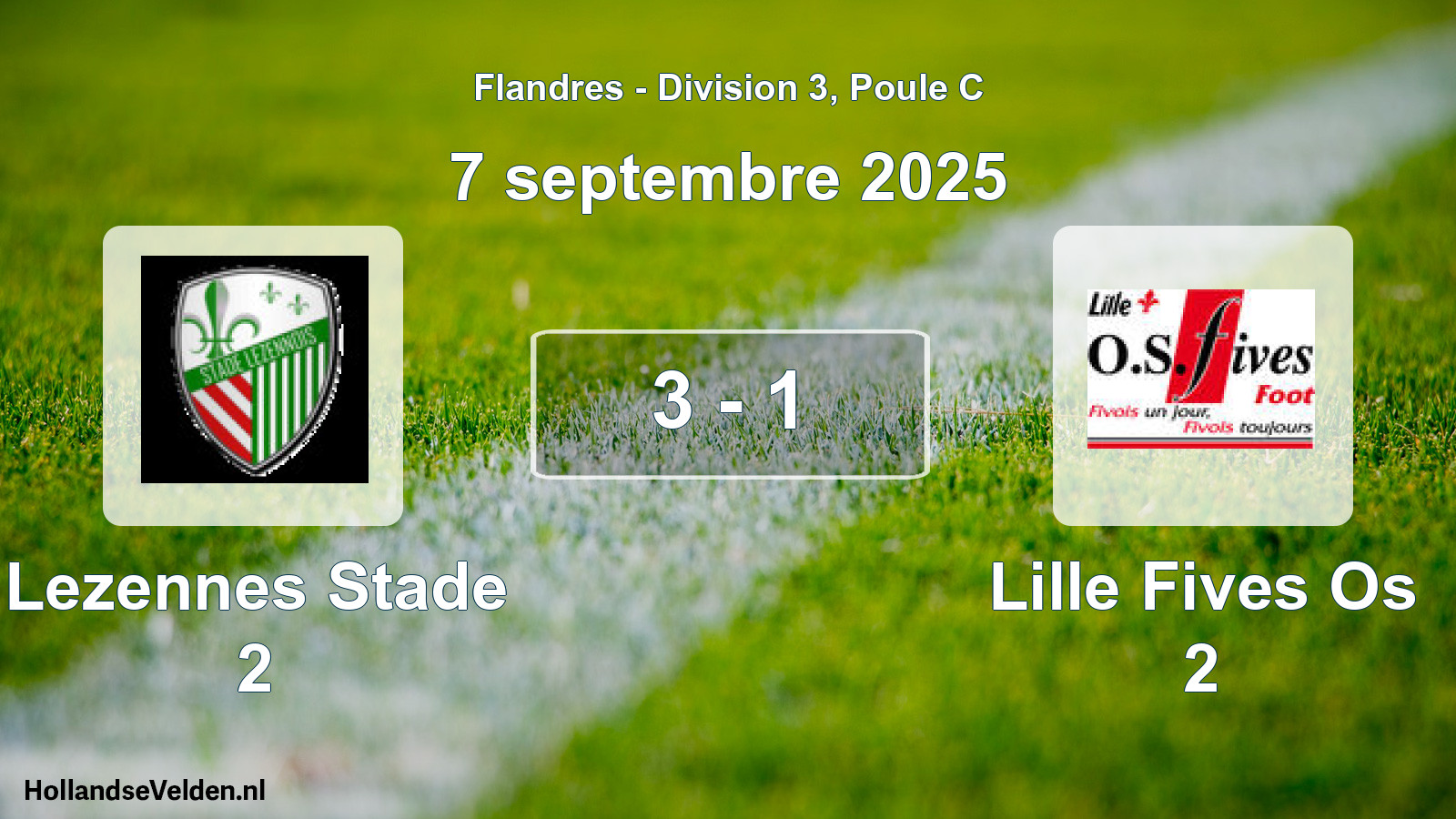 Match joué: Lezennes Stade 2 - Lille Fives Os 2 3 - 1 (7 septembre 2025)