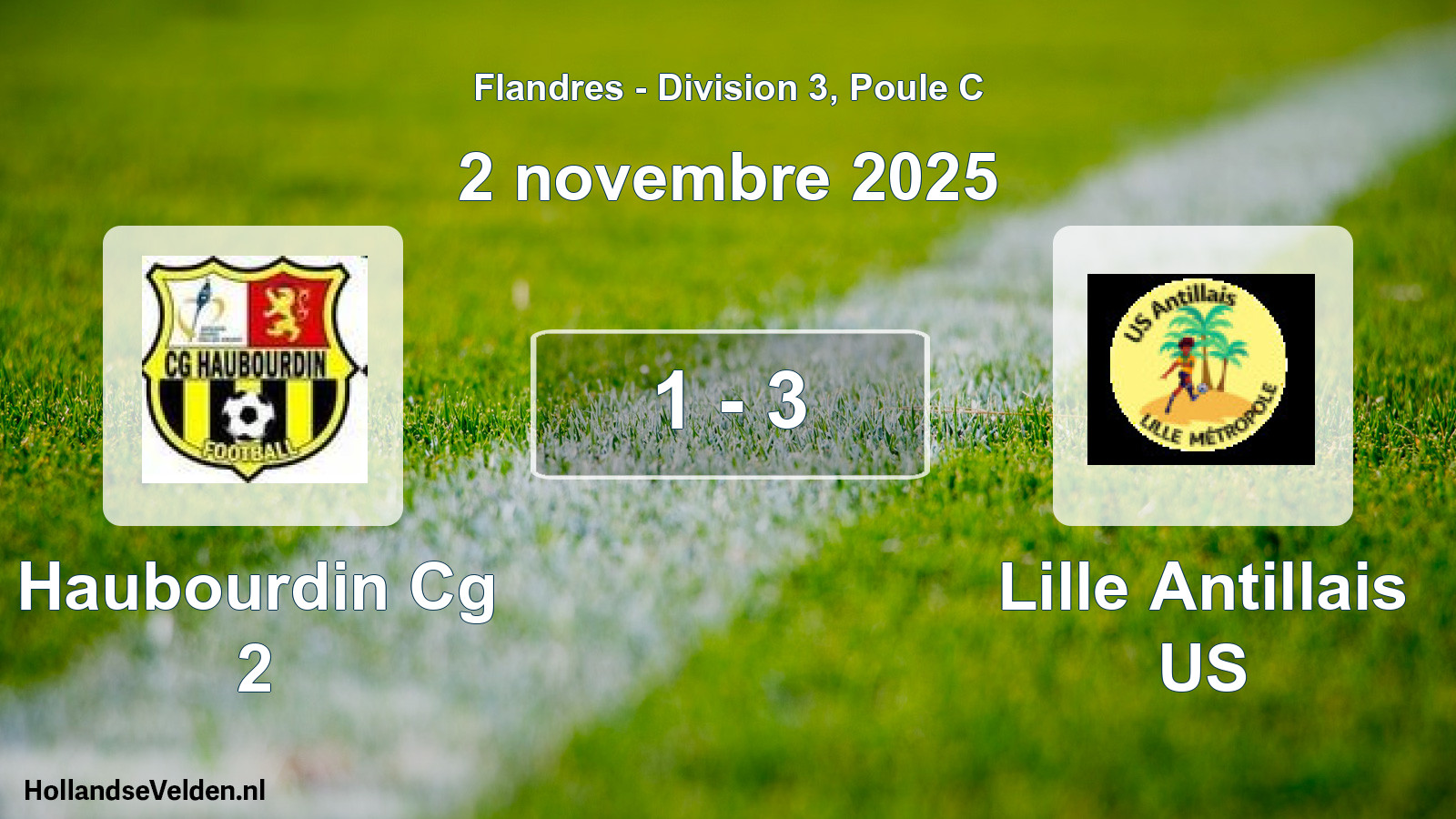 Match joué: Haubourdin Cg 2 - Lille Antillais US 1 - 3 (2 novembre 2025)