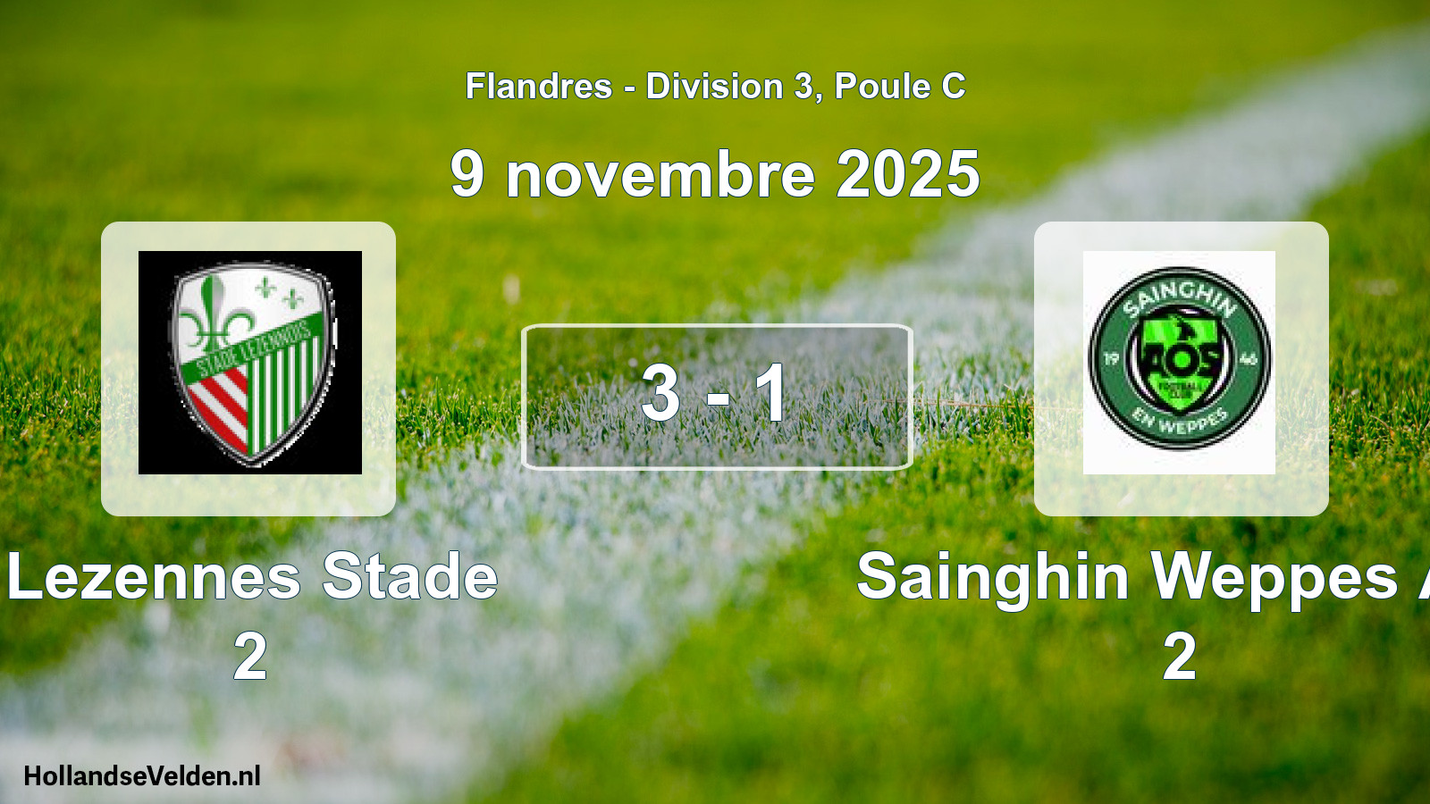 Match joué: Lezennes Stade 2 - Sainghin Weppes Ao 2 3 - 1 (9 novembre 2025)