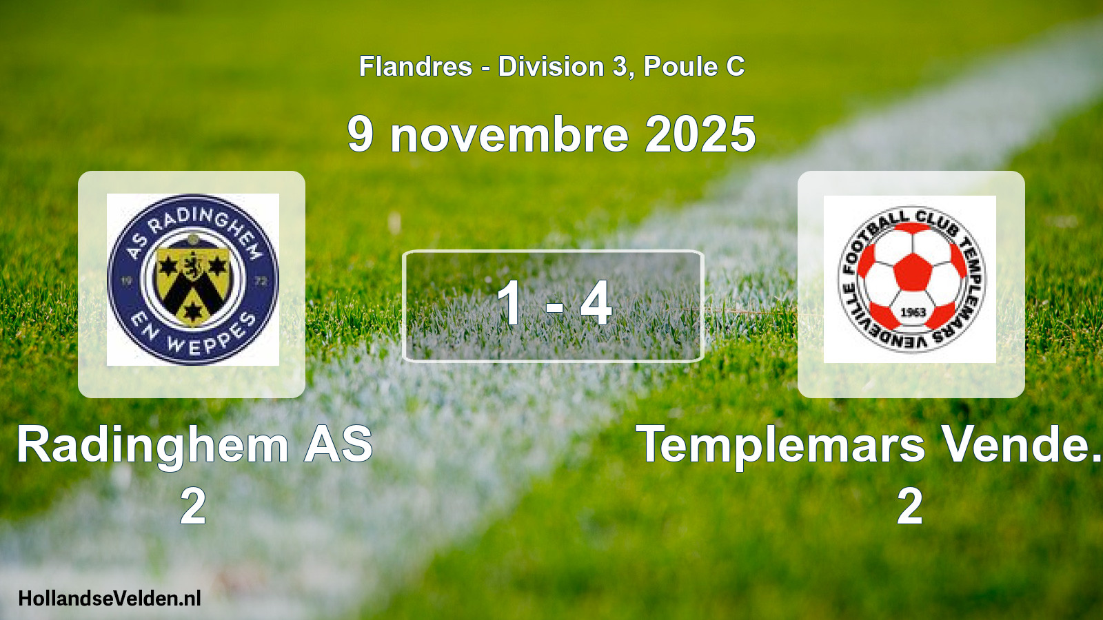 Match joué: Radinghem AS 2 - Templemars Vende. FC 2 1 - 4 (9 novembre 2025)