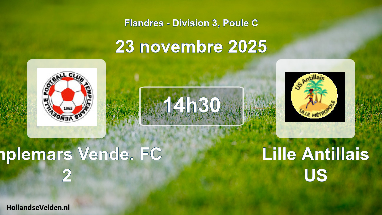 Match programmé: Templemars Vende. FC 2 - Lille Antillais US (23 novembre 2025)