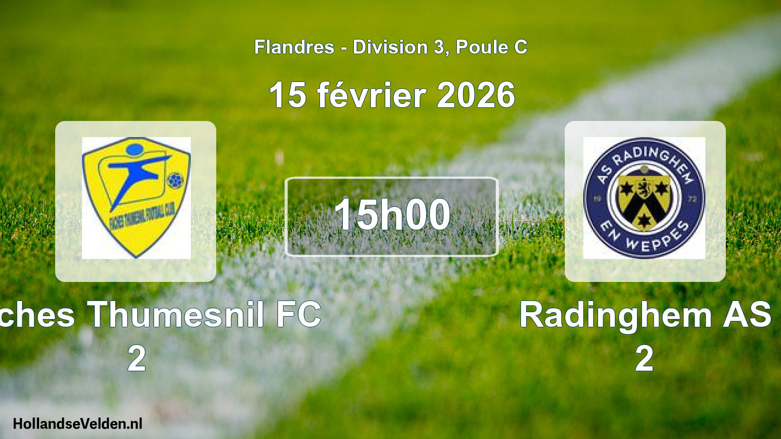 Match programmé: Faches Thumesnil FC 2 - Radinghem AS 2 (15 février 2026)