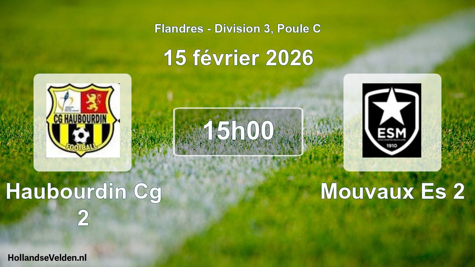 Match programmé: Haubourdin Cg 2 - Mouvaux Es 2 (15 février 2026)