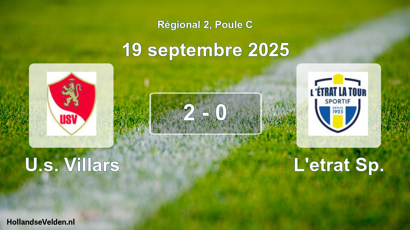 Total number of matches played: U.s. Villars - L'etrat Sp. 2 - 0 (19 September 2025)