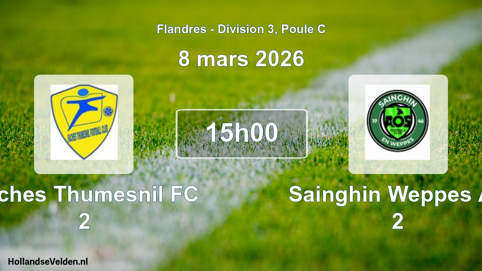 Match programmé: Faches Thumesnil FC 2 - Sainghin Weppes Ao 2 (8 mars 2026)