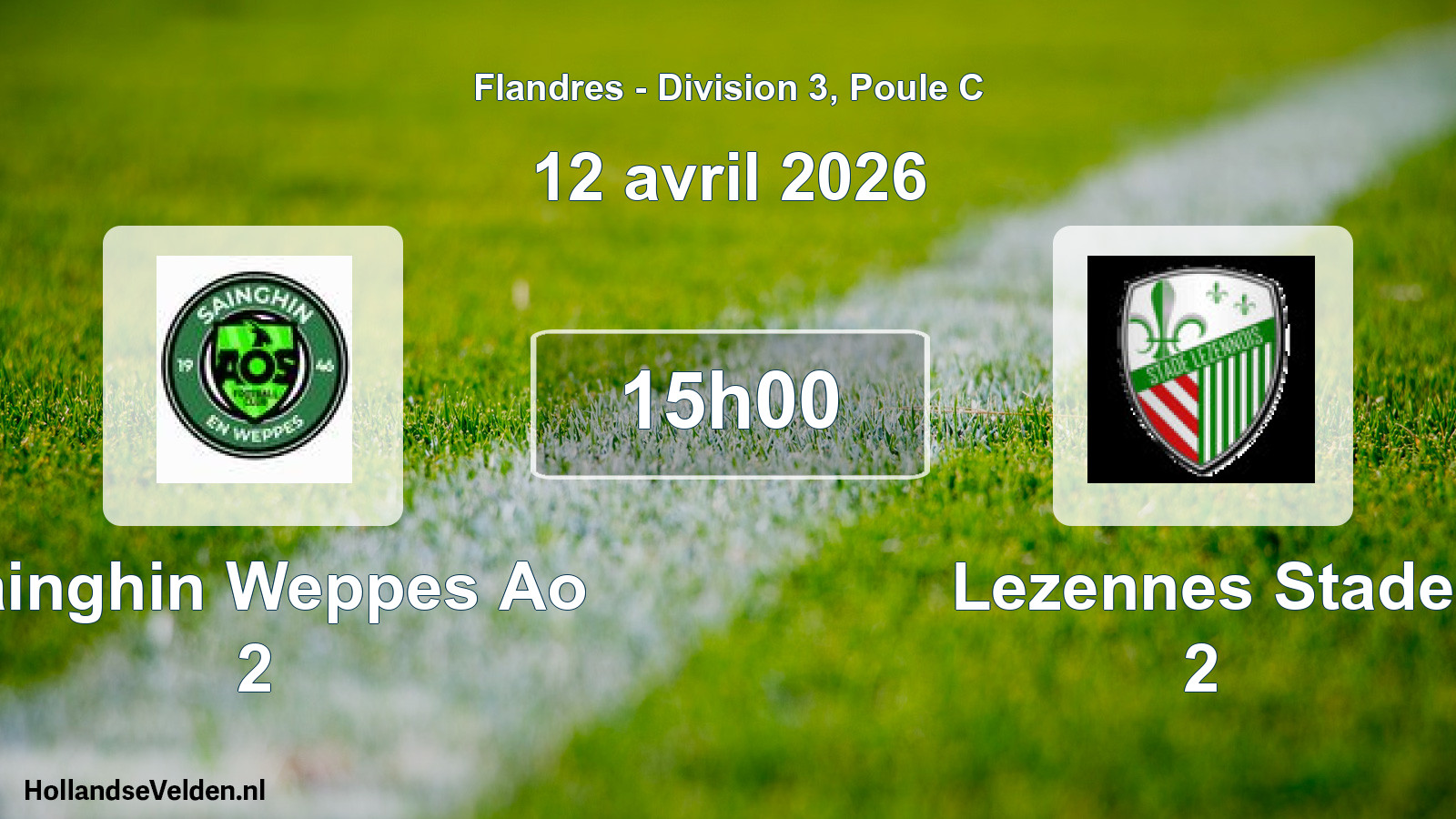 Geplande wedstrijd: Sainghin Weppes Ao 2 - Lezennes Stade 2 (12 april 2026)