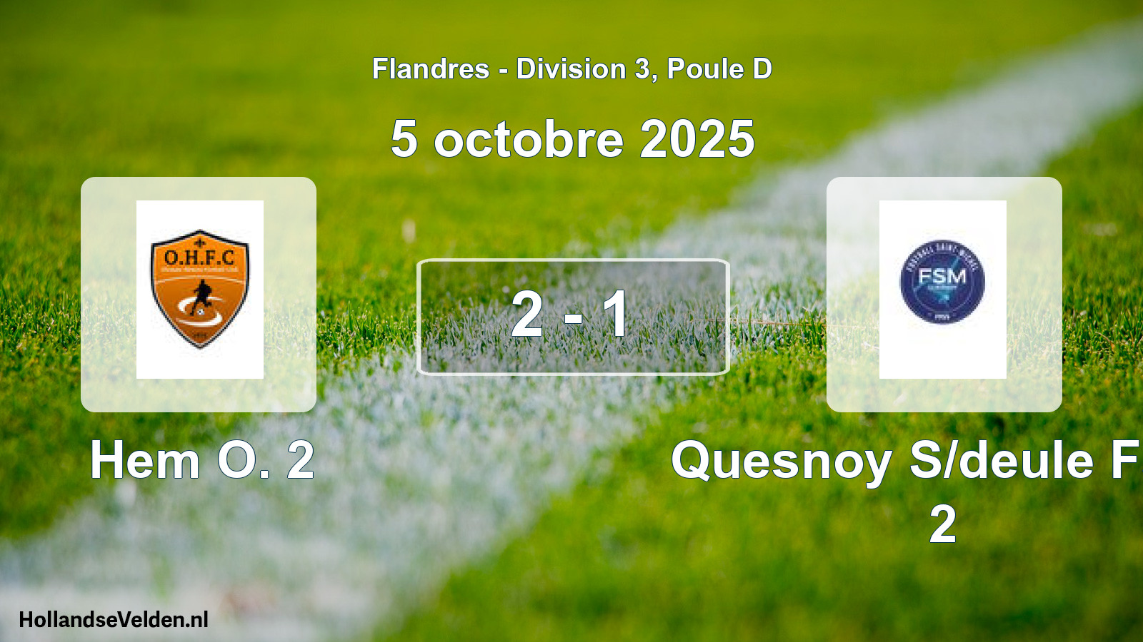 Match joué: Hem O. 2 - Quesnoy S/deule Fsm 2 2 - 1 (5 octobre 2025)