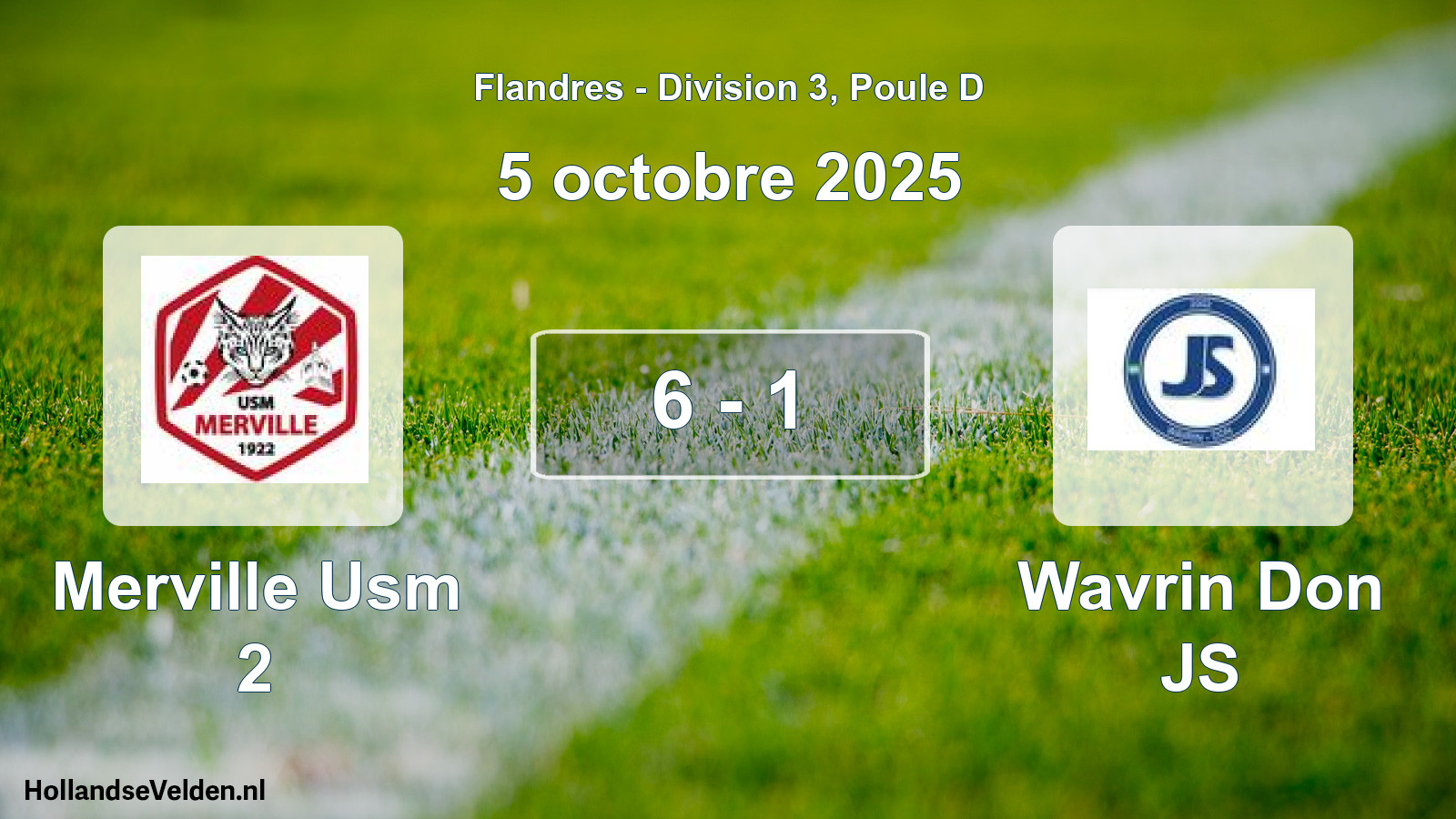 Match joué: Merville Usm 2 - Wavrin Don JS 6 - 1 (5 octobre 2025)