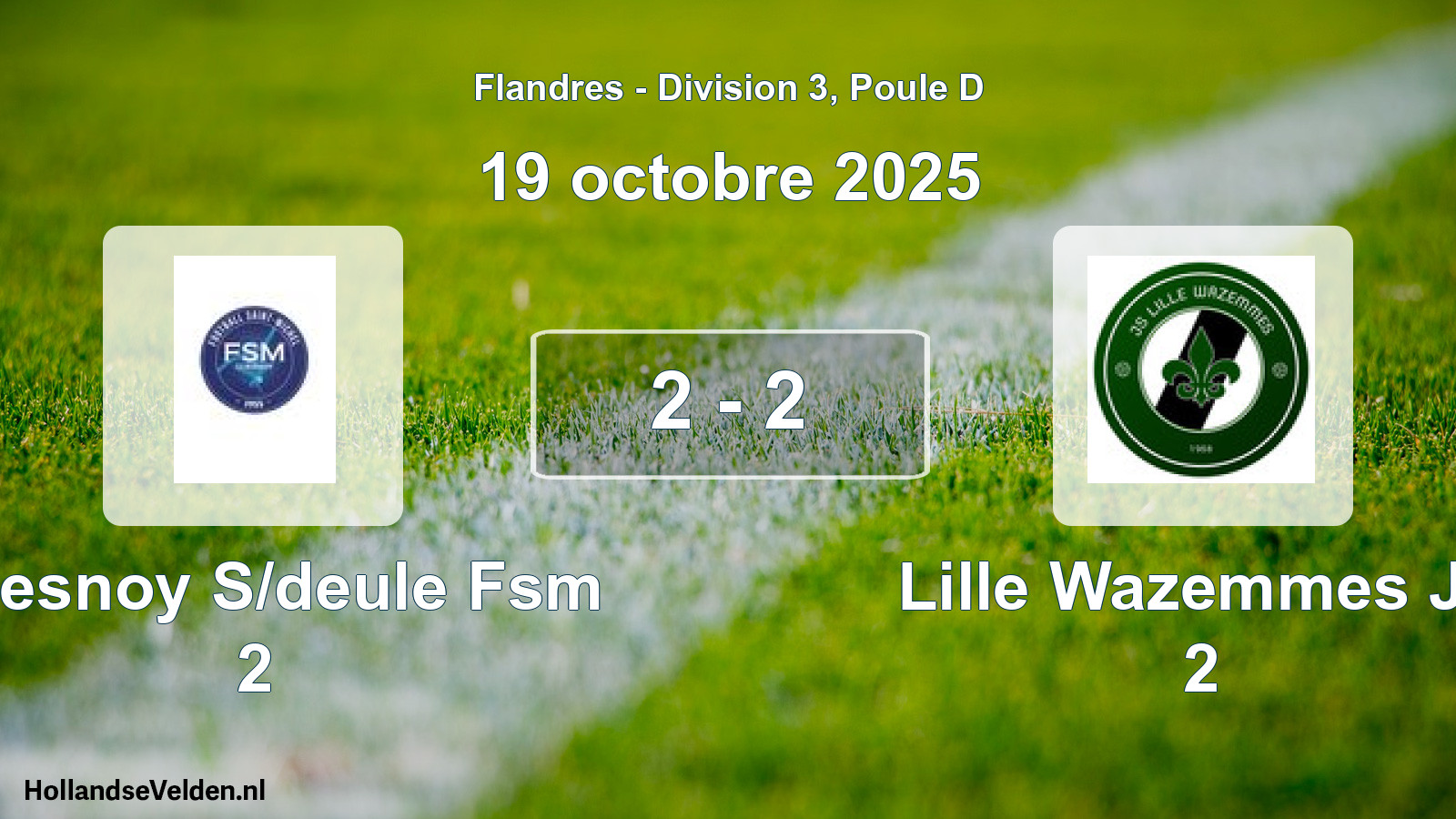 Gespeelde wedstrijd: Quesnoy S/deule Fsm 2 - Lille Wazemmes JS 2 2 - 2 (19 oktober 2025)